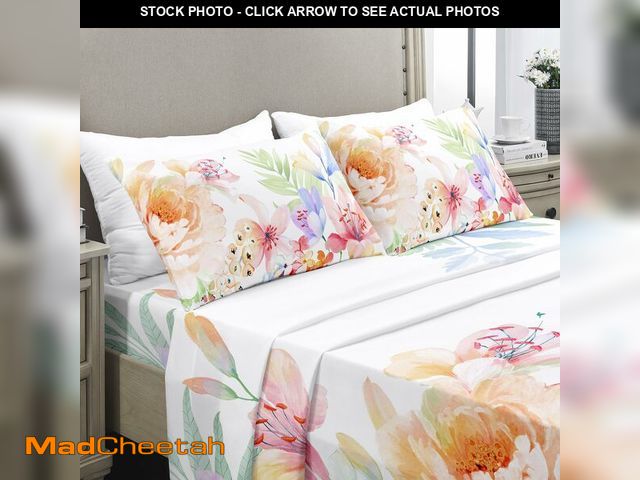 Lot 74-13956295 - YIYEA King Size Sheets Set, Luxury 1800TC Hotel Quality Double Brushed Microfiber Floral Bed Sheets ...