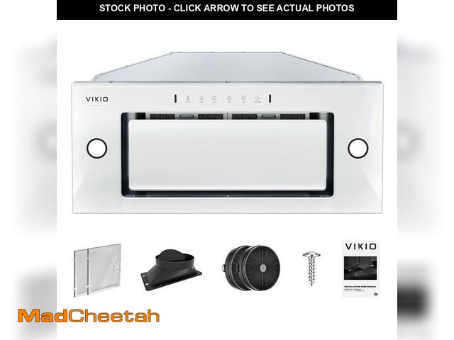 Lot 74-13268876 - 28 in. 600 CFM Ductless Convertible Insert Range Hood in Stainless Steel/White Glass LED, Filter Ges...
