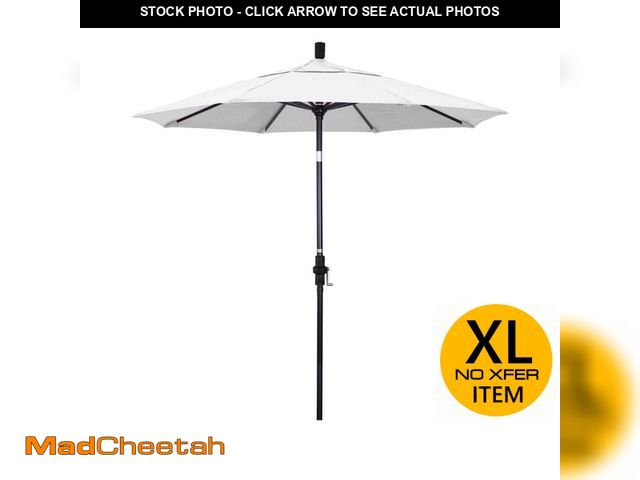 Lot 74-14344142 - (MISSING CAP FOR TOP) California Umbrella 7.5 ft. Black Aluminum Market Patio Umbrella with Collar T...