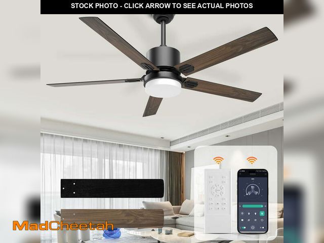 Lot 74-12849704 - Ceiling Fans with Lights and Remote, 52'' Ceiling Fan Reversible Dimmable Noiseless Flush Mount Low ...