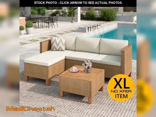 Lot 74-12724081 - MF Studio 3-Piece Patio Furniture Conversation Set, All-Weather Wicker Outdoor Sectional Sofa Set wi...