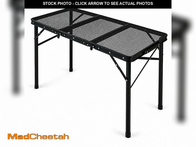 Lot 74-14212907 - REDCAMP Small Triple fold Folding Grill Table for Outside, 3 Heights Adjustable Lightweight Portable...