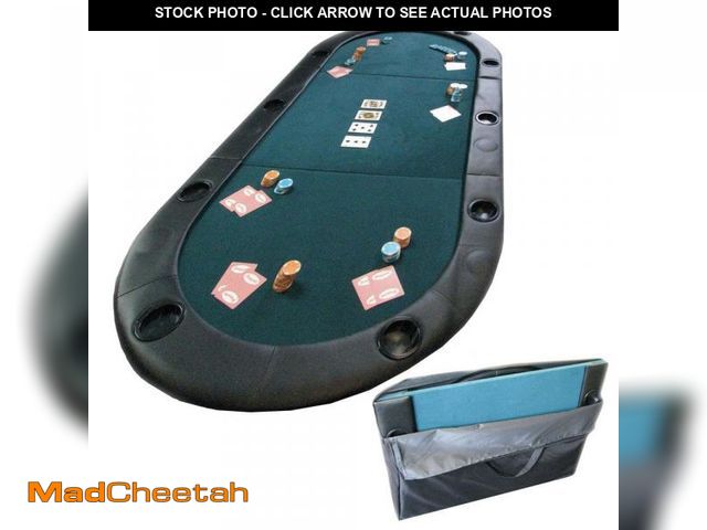 Lot 74-12492643 - Trademark Poker Foldable Poker Table Top with Cupholders and Padded Edges, Green - UNUSED