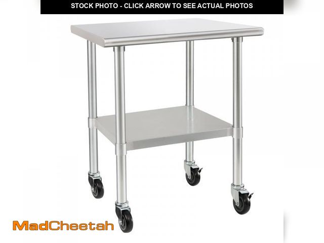 Lot 74-12207655 - HARDURA Stainless Steel Table with Wheels 24 x 36 Inches Casters NSF Heavy Duty Commercial Work &amp...