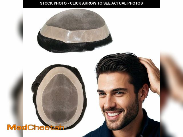 Lot 74-13575605 - Tresshairca Men's Real Human Hair Toupee Natural Hairline Hair Replacement System for Men Breathable...