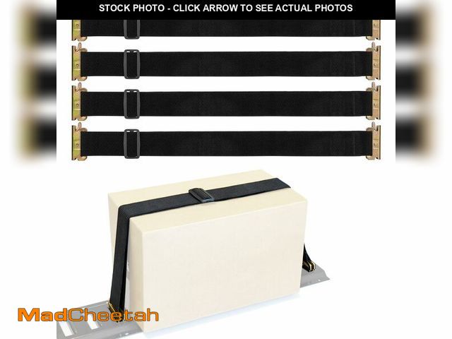 Lot 74-13717729 - MorScan 4 Pack E-Track Bungee Tie-Down Straps, 24"-48" Length Adjustable 2" Width Black Bungee Strap...