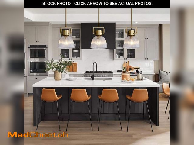 Lot 74-13693684 - YUYI Modern Farmhouse Shaded Kitchen Island Pendant Lighting, 1-Light Gold Pendant Light with Glass ...