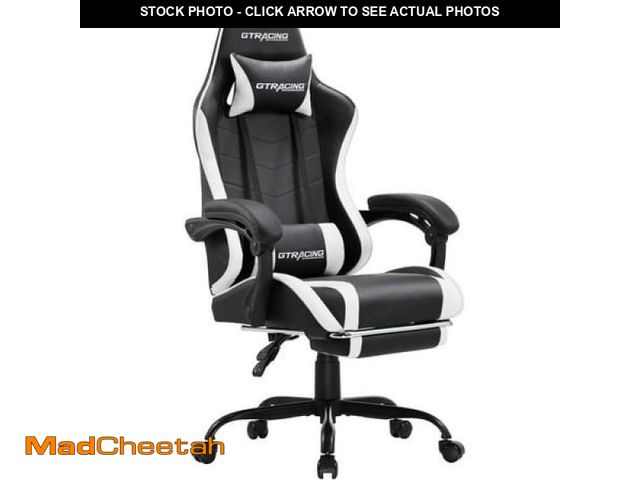 Lot 74-12427604 - (MISSING HARDWARE) GTRACING GTWD-200 Gaming Chair with Footrest  Height Adjustable Office Swivel Rec...