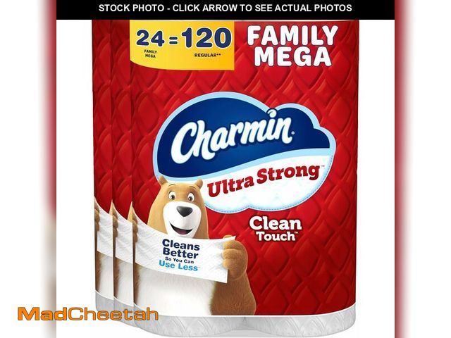 Lot 74-14581732 - Charmin Ultra Strong Clean Touch Toilet Paper, 24 Family Mega Rolls = 120 Regular Rolls - UNUSED