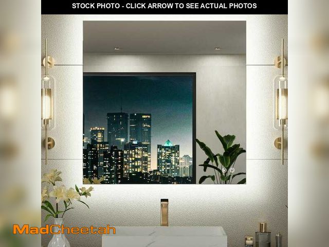 Lot 74-13098544 - KeonJinn 36 in. W x 36 in. H Rectangular Frameless LED Light 3-Color Dimmable Anti-Fog Wall Bathroom...
