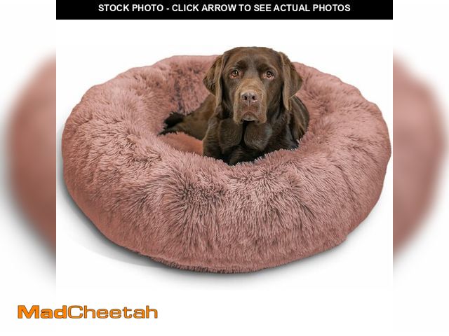 Lot 74-12664124 - Best Friends by Sheri Original Calming Donut Dog and Cat Bed, Shag Faux Fur, Dusty Rose, (36in x 36i...