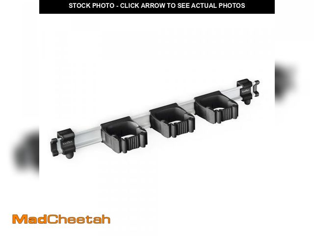 Lot 74-12463175 - TOOLFLEX 21.5 in. Universal Garage Storage Rail System with 3 Black One-Size-Fits-All Holders - UNUS...