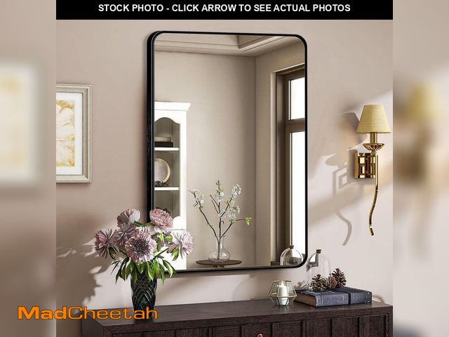 Lot 74-12869884 - LuxHomez 20 in. W x 30 in. H Black Vanity Rectangle Wall Mirror Aluminum Alloy Frame Bathroom Mirror...