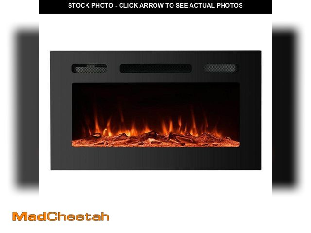 Lot 74-12783062 - Boyel Living Black 30 in. Wall Mounted Recessed Electric Fireplace with Logs and Crystals, Remote 15...