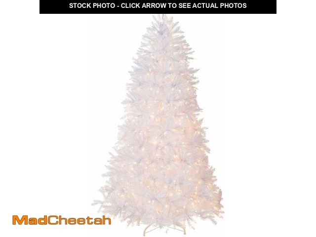 Lot 74-13042302 - National Tree Company Pre-Lit Artificial Full Christmas Tree, White, Dunhill Fir, White Lights, Incl...