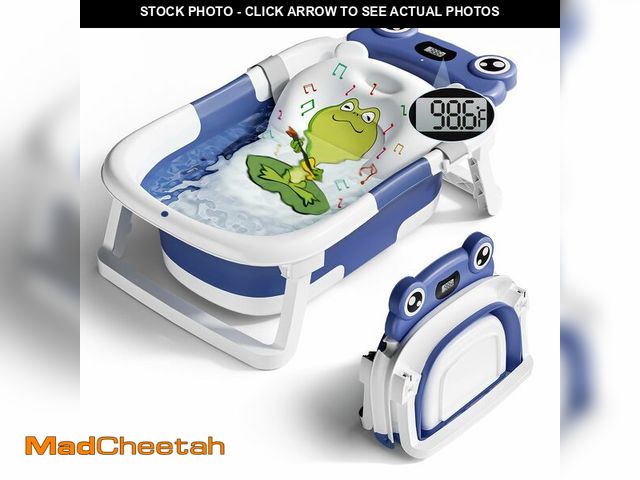Lot 74-14265469 - BUNWAG Baby Bathtub, Collapsible Newborn Bathtub for Infant to Toddler with Soft Cushion and Thermom...