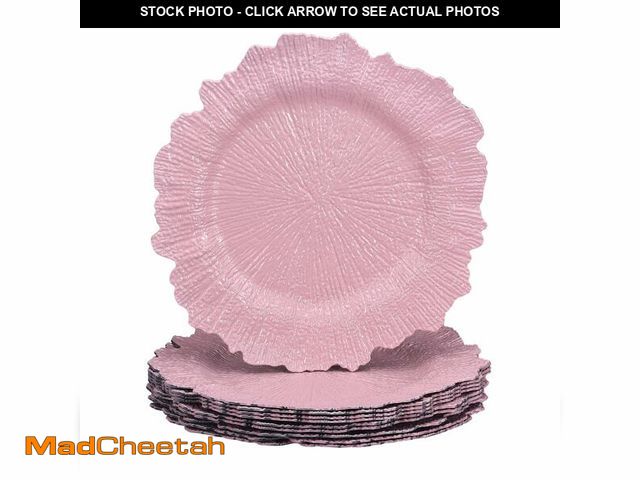 Lot 74-14303448 - uxcell 10pcs Reef Charger Plates Bulk, 13 Inch Plastic Floral Charger Plates, Round Plate Chargers f...