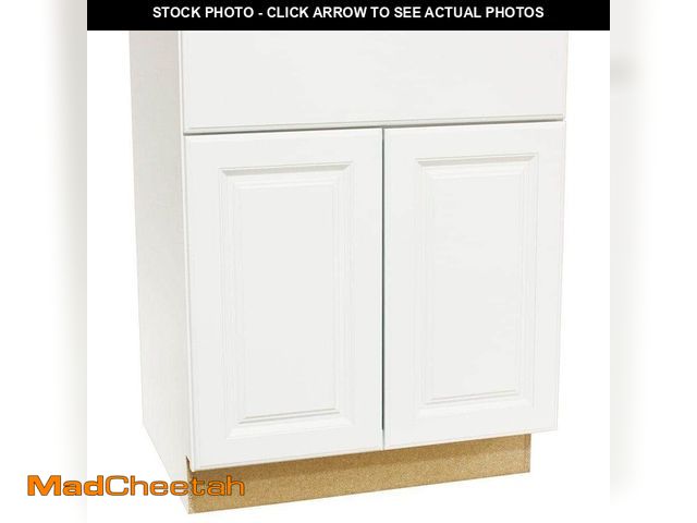 Lot 74-13821622 - Hampton Bay Hampton 27 in. W x 24 in. D x 34.5 in. H Assembled Base Kitchen Cabinet in Satin White -...