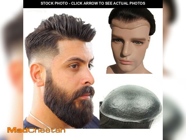 Lot 74-12458118 - PU Skin Toupee for Men NLW European Human Hair Pieces for Mens 10x8" PU thin Thin Skin 0.04mm hair r...