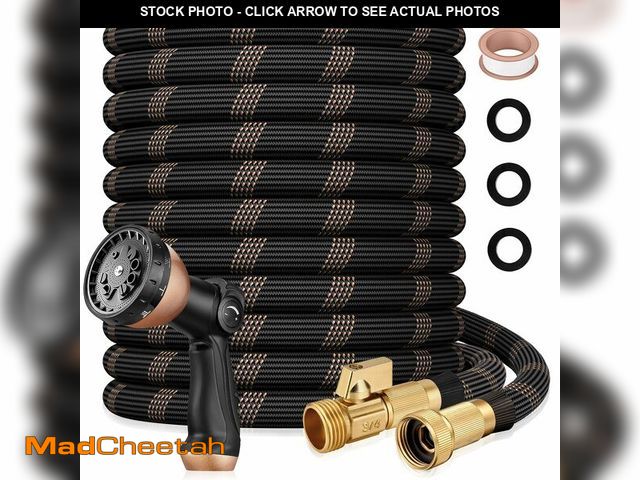 Lot 74-14426495 - Garden Hose 100ft, 2026 Ultra Lightweight Water Hoses w/10 Function Spray Nozzle and 3/4" Brass Fitt...