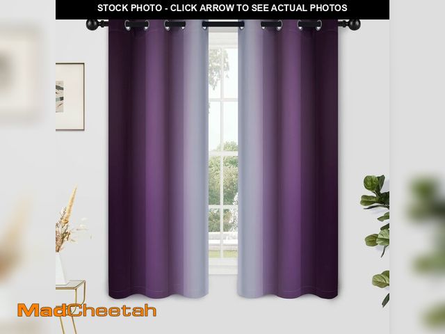 Lot 74-13576700 - Yakamok Light Blocking Ombre Curtains, Greyish White and Purple Gradient Color Curtains, Room Darken...