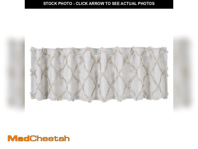 Lot 74-5014175 - Rosalind Wheeler Frayed Lattice Valance VHAC1844 Size: 16" W x 72" L - Oatmeal - (SINGLE VALANCE) - ...