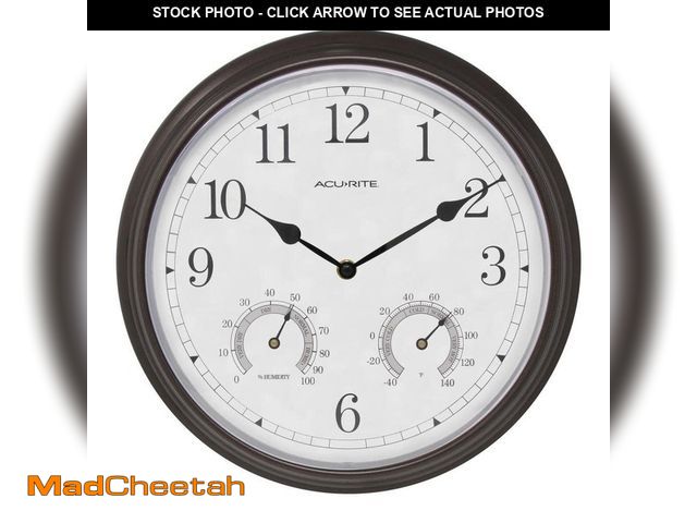 Lot 74-12852443 - AcuRite 13 in. Oil-Rubbed Bronze Analog Clock Thermometer Hygrometer Combo - USED