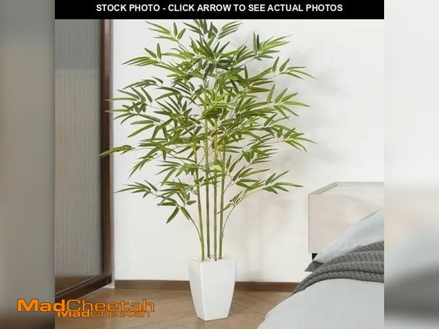 Lot 74-12056205 - 4FT Artificial Bamboo Plant with Like Real Leaves in Planter  6lb  DR.Planzen - UNUSED