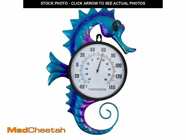 Lot 74-13966739 - Vewogift 14" Seahorse Shape Outdoor Thermometer, Indoor Wall-Mounted Thermometer No Need Battery, Ea...