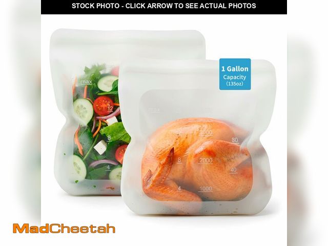 Lot 74-14384633 - Reusable Premium Silicone Food Storage Gallon Bag 135oz,XXL - 2 PCS Food Storage Bag,Freezer Contain...