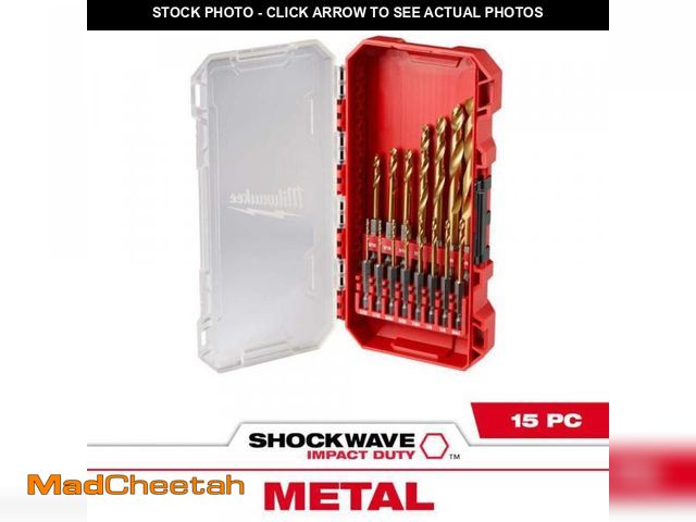 Lot 74-12390853 - Milwaukee SHOCKWAVE Impact Duty Titanium Drill Bit Set (15-Piece) - UNUSED
