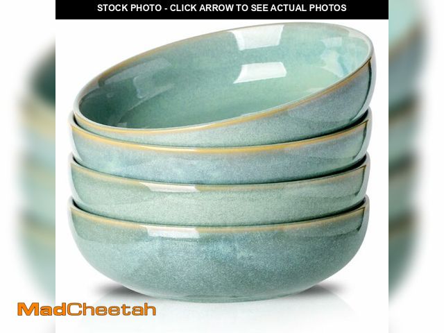 Lot 74-14427452 - HVH 8.5 inch Large Pasta Bowls Set of 4, 46oz Big Salad Bowl Set of 4, Shallow Bowls, Dinner Bowls S...