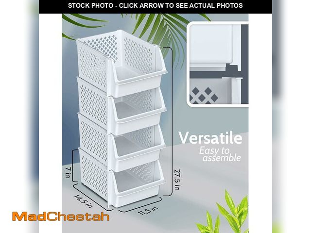 Lot 74-13698361 - (SEE OUR PHOTOS FOR COLOR) Skywin TidyFriend Plastic Stackable Storage Bins for Pantry, 4 Pack Stack...