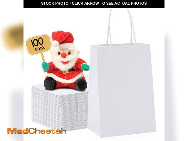 Lot 74-13952294 - METRONIC Gift Bags 5.25x3.75x8 100Pcs, White Paper Bags with Handles, Kraft Paper Bag for Small Busi...