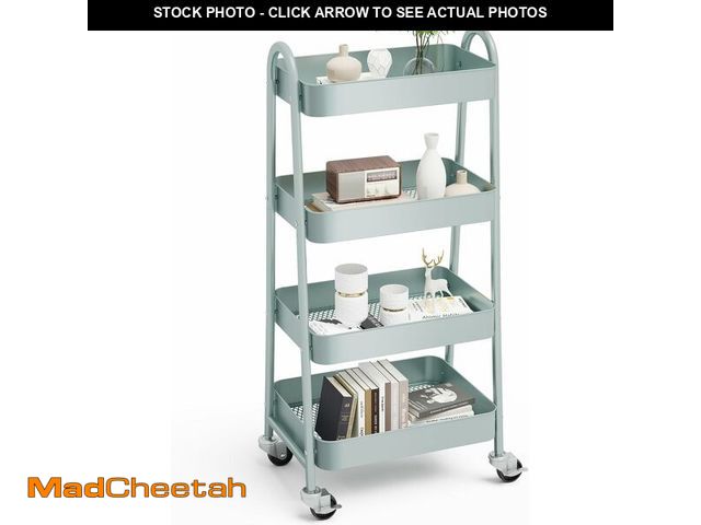 Lot 74-14067497 - OLIXIS 3 Tier Utility Rolling Cart, Metal Mobile Storage Shelf with Lockable Caster Wheels, Organiza...
