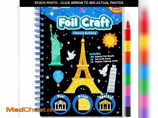 Lot 74-14334232 - FUNNYB&amp;G Foil Art Craft Kit for Kids 4-10 Years Old: Mess-Free &amp; No-Glue, Create 16 Sparkly ...