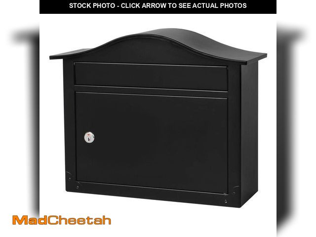 Lot 74-14446963 - Architectural Mailboxes Saratoga Black, Medium, Steel, Locking Wall Mount Mailbox - UNUSED