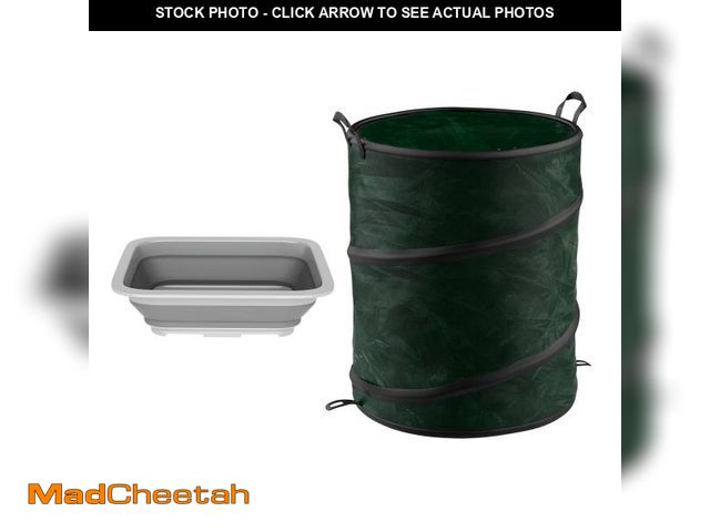 Lot 74-12140422 - (MISSING WASH BASIN)Wakeman Collapsible Trash Can and Camp Sink Set - 29.5-Gallon Garbage Bin and 7-...