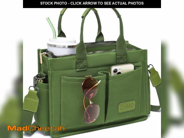 Lot 74-13632396 - ZHMO Canvas Tote Bag for Women With Compartments and Zipper,Women's Bags Crossbody Bags Work Laptop ...