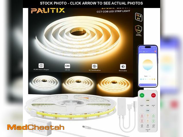 Lot 74-12606411 - PAUTIX COB LED Strip Light White CCT Tunable 32.8ft/10m,UL-Listed 6400LEDs Dimmable 2700K-6500K CRI9...