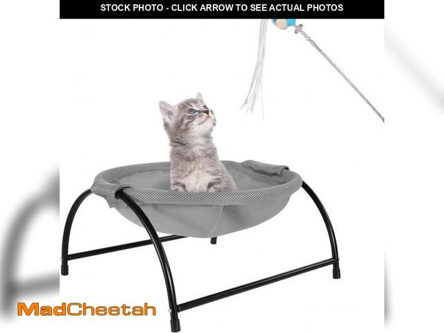 Lot 74-12367463 - Elevated Cat Hammock Bed - Breathable Mesh &amp; Powder-Coated Steel Frame, Detachable Machine Washa...