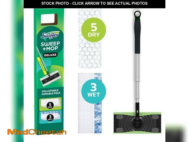 Lot 74-14315305 - Swiffer Sweep Plus Mop Deluxe 2 in 1 Multi-Surface Floor Cleaning Starter Kit (1-Sweeper, 5-Sweep Cl...