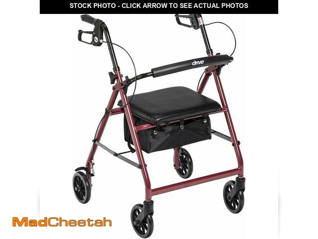 Lot 74-13382246 - Drive Medical Aluminum Rollator Walker Fold Up and Removable Back Support, Padded Seat, 6" Wheels, R...