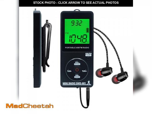 Lot 74-12303184 - AM/FM Personal Portable Mini Radio with Digital Tuning LCD Display and Backlight Time, SWDSTP Rechar...