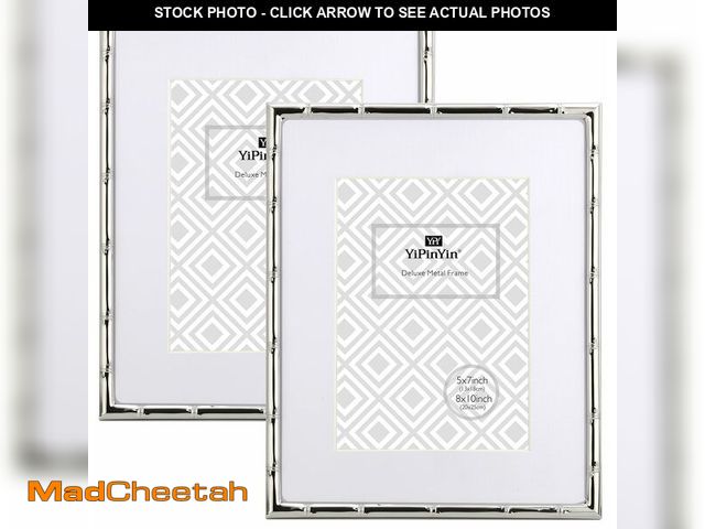 Lot 74-14483036 - YiPinYin 8x10'' Bamboo Detail Designs Silver Metal Picture Frame with Mat for 5x7'' Set of 2,Narrow ...