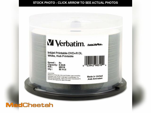 Lot 74-14214858 - Verbatim DVD+R DL 8.5GB 8X DataLifePlus White Inkjet Printable, Hub Printable - 50pk Spindle - USED