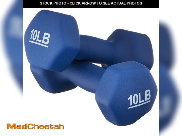 Lot 74-14250609 - Basics Neoprene Dumbbell Hand Weights for Workout and Strength Training, Hexagon Shape, 10 Pound, si...