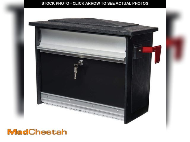 Lot 74-13001390 - *MISSING KEYS* Architectural Mailboxes Mailsafe Black, Medium, Aluminum and Plastic, Locking, Wall M...