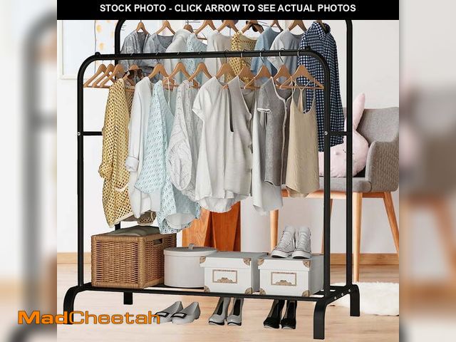 Lot 74-12779695 - Homemart Clothes Rack without Wheels Double Garment Rack Rolling Rack for Indoor Bedroom Portable Cl...