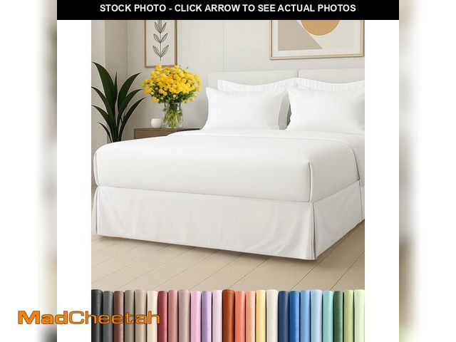 Lot 74-14063522 - Pleated Bed Skirt King Size - 3 Sided Pleated Bed Skirt King - Ultra-Soft, Easy Fit with 12 Inch Tai...